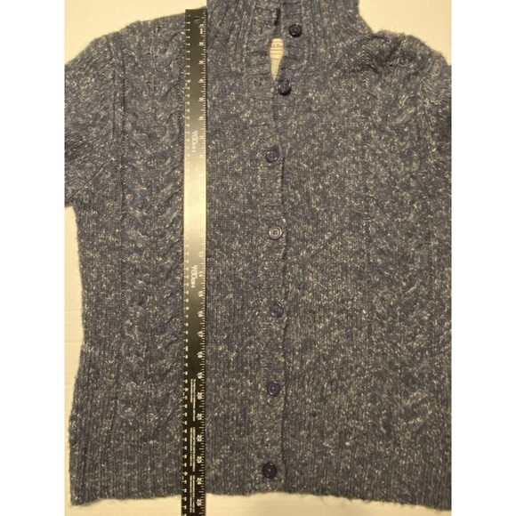 LL Bean Womens Sweater Marled Cardigan Wool Blend Button Front Blue Large NWOT - Picture 15 of 16